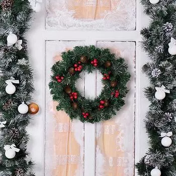 Многоразовый рождественский венок, сезонное праздничное украшение для входной двери и камина
