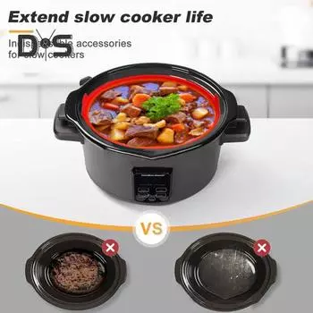 Многоразовый силиконовый вкладыш для медленноварки, безопасные решения для приготовления пищи, пищевой антипригарный аксессуар для кастрюли с поверхностью чёрный