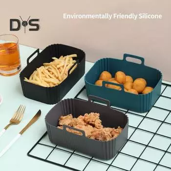 Многоразовый вкладыш для фритюрниц, не липкий, для пищевых фритюрниц, подкладка для воздухофритюрниц, горшок синий