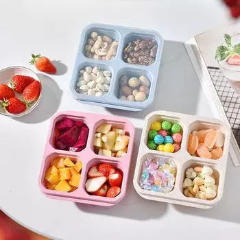 Многосекционная коробка для закусок Bentos, многоразовый контейнер для приготовления пищи для детей и взрослых, органайзер для хранения продуктов синий