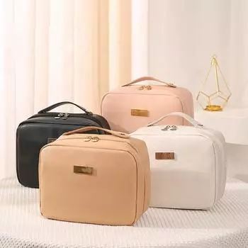 Многосекционная косметичка с ручкой, застежкой-молнией, водонепроницаемая косметичка большой вместимости, органайзер для косметики хаки