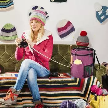 Многосекционная круглая сумка для вязания крючком для рукоделия, органайзер для вязания крючком розы красного