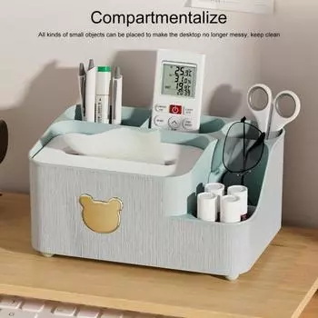 Многосекционная многофункциональная коробка для салфеток большой емкости, настольный ящик для хранения, органайзер, принадлежности для хранения дома и офиса M белый