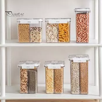 Многосекционный контейнер для хранения зерна, банка для хранения с крышкой, герметичный диспенсер для сахара и хлопьев, ящик для хранения сухих продуктов A