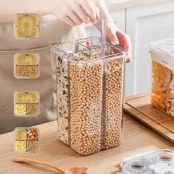 Многосекционный контейнер для хранения зерна, банка для хранения с крышкой, хорошая герметизация, сахар, крупа A