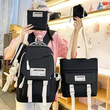 Многосекционный школьный рюкзак, женский рюкзак, рюкзак для учащихся средней школы розовый