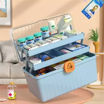 Многослойная аптечка, большая аптечка первой помощи, переносная аптечка, контейнер для таблеток, семейный контейнер для экстренной помощи, органайзер для хранения Medium