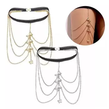 Многослойная цепочка на ногу с кисточками в виде бабочки, модная универсальная изысканная цепочка, украшения для тела I9X1 Silvery-1 Pc