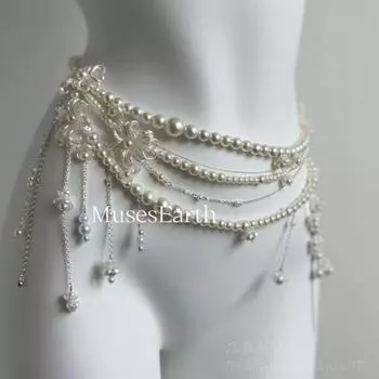 Многослойная цепочка на талию с кисточками и цветочным жемчугом, высококлассная индивидуальность, модный темперамент, подходящие женские аксессуары на талии 5