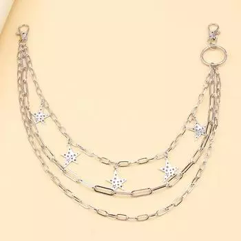 Многослойная цепочка на талию со звездами для мужчин и женщин, панк-рок, хип-хоп, джинсы, цепочка, брюки, пояс, цепочка, одежда, аксессуары ONESIZE