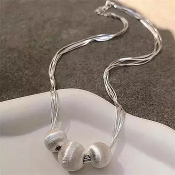 Многослойная цепочка с кулоном в виде шарика из матового жемчуга для женщин и девочек, цепочка с жемчугом на ключицу, ювелирные изделия, аксессуары, подарки