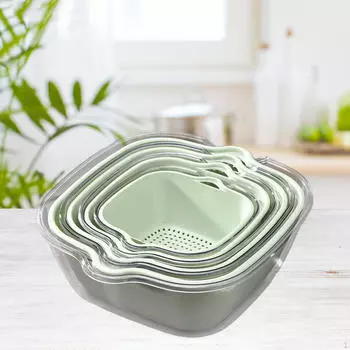 Многослойная корзина для ополаскивания овощей Кулинарное сито Блюдо Компактное хранение Универсальная мойка для продуктов бежевый