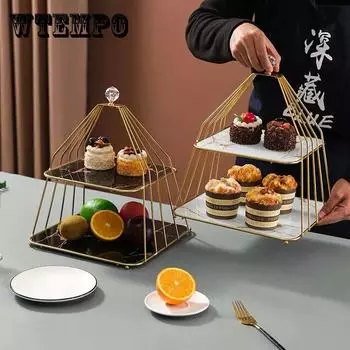 Многослойная мраморная тарелка с фруктами для гостиной, вечеринки, десертная тарелка, чаши для конфет, скандинавская железная полка, стеллаж, декор стола, тарелка с фруктами, корзина для закусок, поднос белый