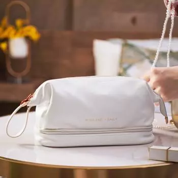 Многослойная облачная косметичка, искусственная кожа, удобная сумка для хранения большой вместимости, однотонная, высококачественная белый