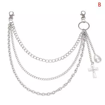 Многослойная панк-цепочка на джинсах, брюках для женщин, металлические цепочки для ключей, поясная цепочка, ювелирные изделия, аксессуары, брелок для брюк as the picture