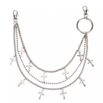 Многослойная панк-цепочка на джинсах, брюках для женщин, металлические цепочки для ключей, поясная цепочка, ювелирные изделия, аксессуары, брелок для брюк