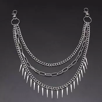 Многослойная панк-цепочка на джинсовых брюках, женские брелоки с шипами, украшение на талию