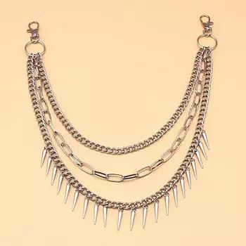 Многослойная панк-цепочка на джинсовых брюках, женские брелоки с шипами, украшение на талию