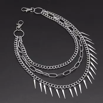 Многослойная панк-цепочка на джинсовых брюках, женские брелоки с шипами, украшение на талию One Size