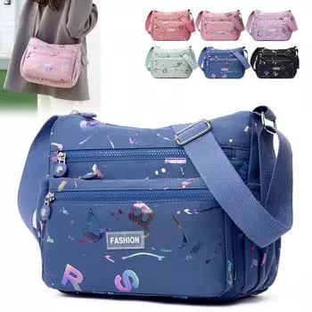 Многослойная печать женская сумка через плечо модная сумка-мессенджер водонепроницаемая нейлоновая сумка Oxford через плечо сумки большие сумки чёрный