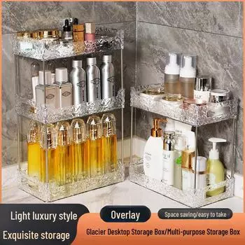 Многослойная полка для хранения косметики в ванной комнате с эффектом водной ряби single layer прозрачный белый