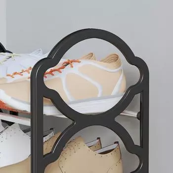 Многослойная полка для обуви, 4 слоя, простой пыленепроницаемый шкаф для хранения обуви, многослойная сборная дверная полка-органайзер для общежития чёрный