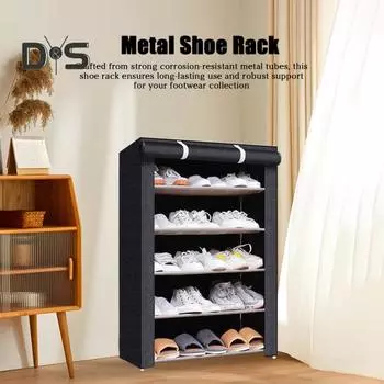 Многослойная полка для обуви, вместительная водонепроницаемая конструкция, пылезащитный компактный шкаф, тапочки на высоком каблуке, полка для обуви, держатель для хранения чёрный