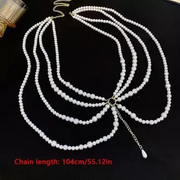 многослойная поясная цепочка с жемчугом для женщин, ретро персонаж, играющий аксессуары для тела, вечерние ювелирные аксессуары, подарок 1pcs