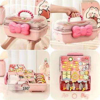 Многослойная шкатулка для хранения заколок, милая шкатулка для украшений для девочек, шкатулка для хранения детских аксессуаров для волос, шкатулка для хранения игрушек, шкатулка для хранения ювелирных изделий фиолетовый