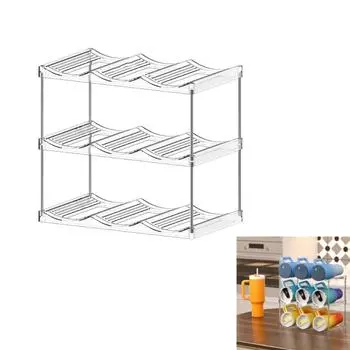 Многослойная стойка для хранения бутылок с водой Stbale Kitchen Cabinet Органайзеры для бутылок с водой Штабелируемая пластиковая стойка для стаканов 2-tier чистый