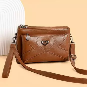 Многослойная сумка через плечо большой емкости из мягкой кожи для женщин, сумка через плечо для матери чёрный