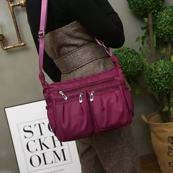 Многослойная сумка через плечо, женская сумка через плечо из ткани Оксфорд, повседневная и легкая женская деловая сумка 26cm*10cm*20cm чёрный