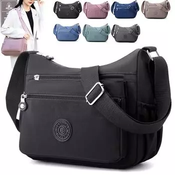 Многослойная сумка для мам среднего возраста, нейлоновая сумка через плечо, женская дорожная сумка через плечо большой вместимости светло-синий