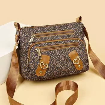 Многослойная сумка для матери среднего возраста, сумка через плечо, женская сумка через плечо большой вместимости бежевый