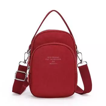 Многослойная сумка для мобильного телефона Женская сумка через плечо Нейлоновая маленькая сумка красный