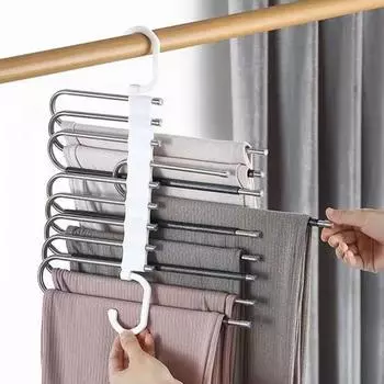 Многослойная вешалка для брюк, держатель для хранения, противоскользящая складная конструкция, универсальная вешалка для одежды из нержавеющей стали, противоскользящая, держатель для шарфа A