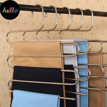 Многослойная вешалка для брюк из нержавеющей стали, вешалка для одежды, органайзер, экономия места, шкаф, серебро серебряный