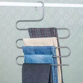 Многослойная вешалка для брюк из нержавеющей стали, вешалка для одежды, органайзер, экономия места, шкаф, серебро серебряный