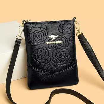 Многослойная вместительная сумка на одно плечо с тиснением розы, модная и простая сумка через плечо розы красного