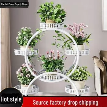 Многослойная железная подставка для растений на колесах для гостиной или балкона