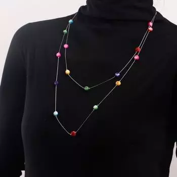 Многослойное длинное ожерелье для женщин Цветное циркониевое ожерелье Легкий свитер Ожерелья-цепочки Изысканный дизайн Металлическое ожерелье Модные подарки белый