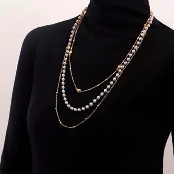 Многослойное длинное ожерелье для женщин и девочек, свитер с жемчужным сердцем, цепочка-цепочка, модное панк-свитер-цепочка, ювелирные изделия, подарки золотистый