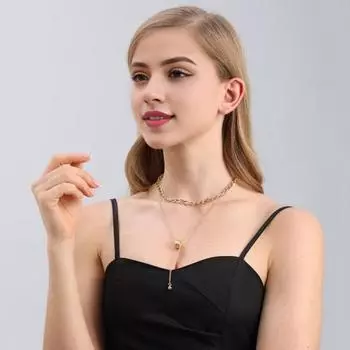 Многослойное колье, длинная цепочка с кисточкой, кулон, ожерелье для женщин и девочек, геометрический круг, шарик, ожерелье из бисера, подвесная цепочка, ювелирное ожерелье золотистый