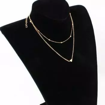 Многослойное колье с сердцем на ключицах серебряный