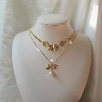 Многослойное колье «Театральная маска» — необычный вариант (Золото) золотой