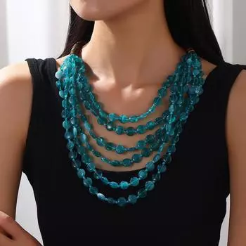 Многослойное ожерелье из бисера ручной работы, длинная универсальная цепочка для свитера, декоративное ожерелье для одежды высокого класса лавандовый