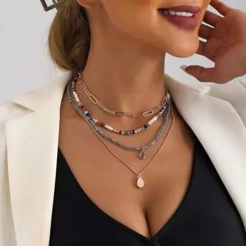 Многослойное ожерелье из бисера в стиле бохо, красочное ожерелье из скрепок из бисера, тканое колье, ожерелье, этническая бижутерия для женщин и девочек