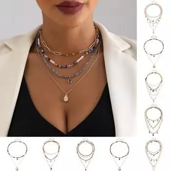 Многослойное ожерелье из бисера в стиле бохо, красочное ожерелье из скрепок из бисера, тканое колье, ожерелье, этническая бижутерия D