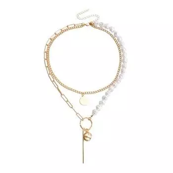 Многослойное ожерелье из искусственного барочного жемчуга для женщин, ожерелье из искусственного жемчуга с подвесками в виде цепочки, ювелирные изделия для жены и подруги золотистый