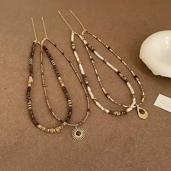 Многослойное ожерелье из натуральных камней в стиле Майяра, женская нишевая ретро-индивидуальная универсальная цепочка на шею, цепочка на ключицу